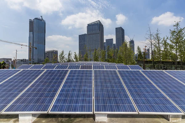 Solar Modern City Skyline — Stock Photo, Image