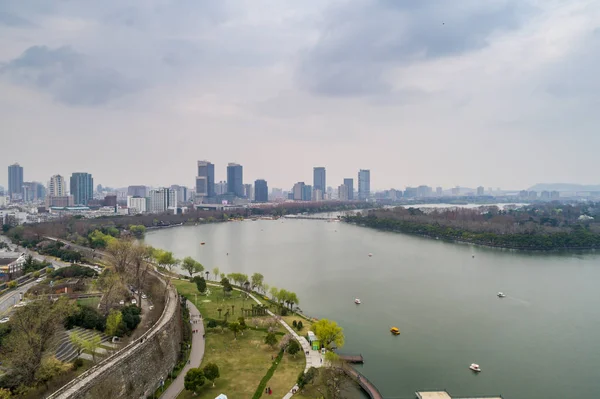 Luchtfoto Uitzicht Stad Nanjing Architecturale Stadslandschap — Stockfoto