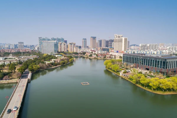 鸟瞰南京城市建筑景观 — 图库照片