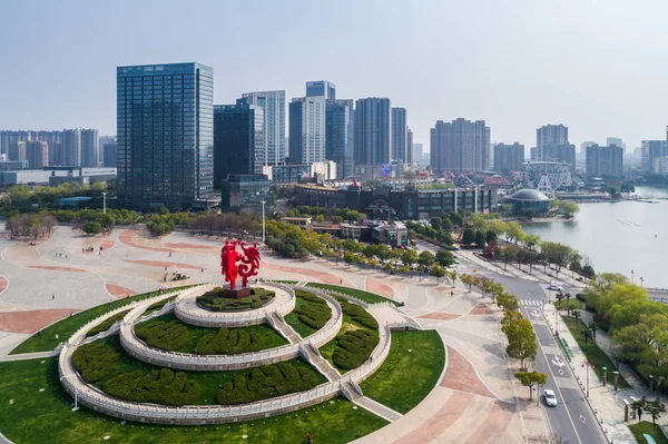 Vista Aérea Sobre Ciudad Nanjing Paisaje Arquitectónico Urbano —  Fotos de Stock