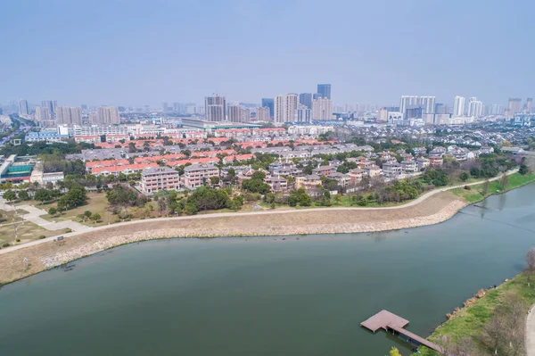 Vista Aérea Sobre Ciudad Nanjing Paisaje Arquitectónico Urbano — Foto de Stock