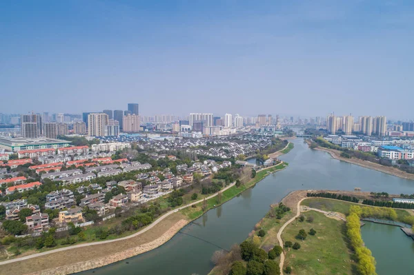 Vista Aérea Sobre Ciudad Nanjing Paisaje Arquitectónico Urbano —  Fotos de Stock
