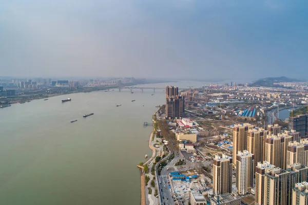 Vista Aérea Sobre Ciudad Nanjing Paisaje Arquitectónico Urbano —  Fotos de Stock