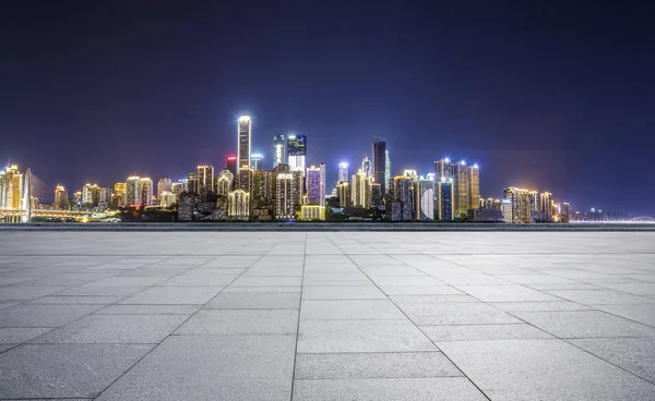 Panoramic Skyline Modern Business Office Buildings Empty Road Empty Concrete — Stock Photo, Image