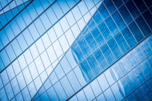 Blue glass office building