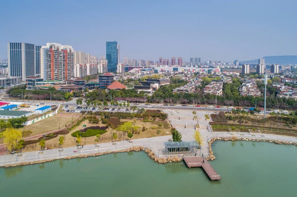 Vista Aérea Sobre Cidade Nanjing Paisagem Arquitetônica Urbana — Fotografia de Stock