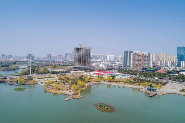 Luchtfoto Uitzicht Stad Nanjing Architecturale Stadslandschap — Stockfoto