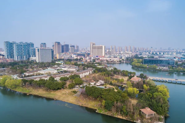 Vista Aérea Sobre Cidade Nanjing Paisagem Arquitetônica Urbana — Fotografia de Stock