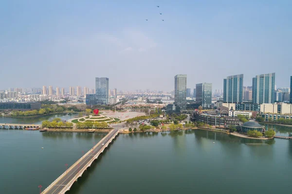 Luchtfoto Uitzicht Stad Nanjing Architecturale Stadslandschap — Stockfoto