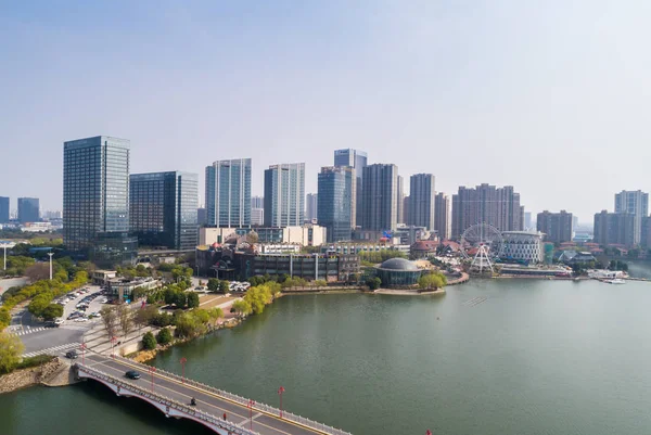 Vista Aérea Sobre Cidade Nanjing Paisagem Arquitetônica Urbana — Fotografia de Stock