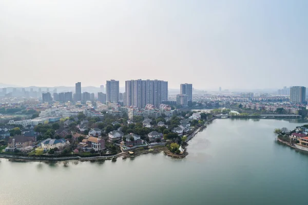 Εναέρια Θέα Πάνω Από Την Πόλη Της Nanjing Αστικής Αρχιτεκτονικής — Φωτογραφία Αρχείου