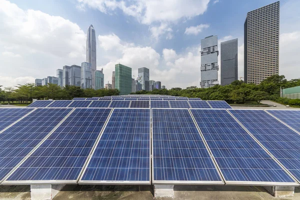 Solar Modern City Skyline — Stock Photo, Image