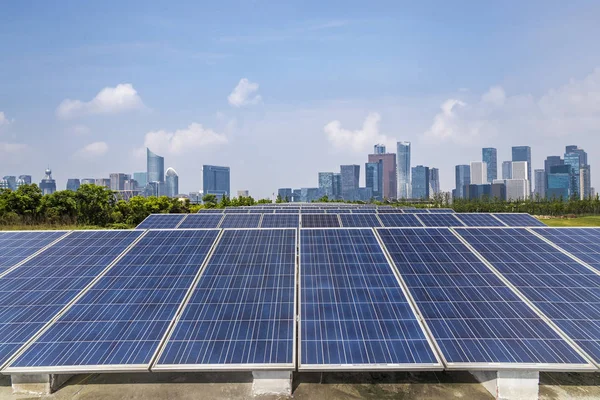 Solar Modern City Skyline — Stock Photo, Image