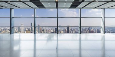 Panoramik manzarası ve binalardan cam pencere