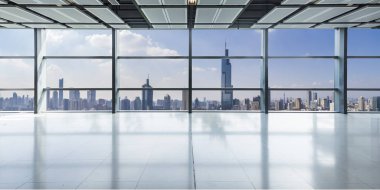 Panoramik manzarası ve binalardan cam pencere