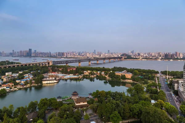 Luchtfoto Van Wuhan Citychina — Stockfoto