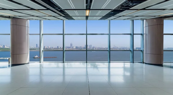 Horizonte Panorámico Edificios Desde Ventana Cristal —  Fotos de Stock