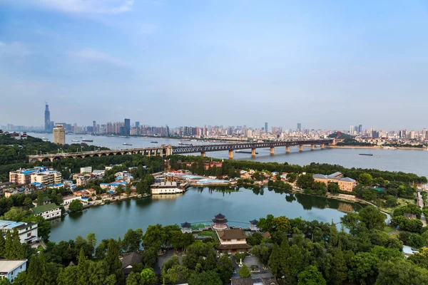 Luchtfoto Van Wuhan Citychina — Stockfoto