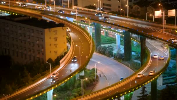 Intercâmbio Tráfego Noite Cidade — Vídeo de Stock