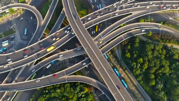 Havadan Görünümü Yoğun Trafik Kesişim Viewsunset Zaman Top — Stok video