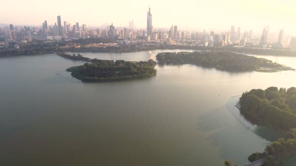 Luchtfoto Van Het Gebouw Stad Nanjing China — Stockvideo