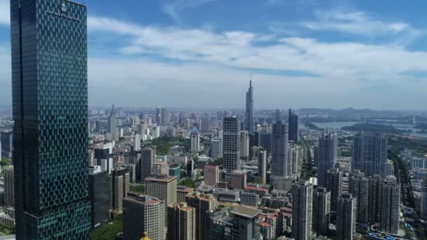 Flygfoto Över Byggnaden Och Staden Nanjing Kina — Stockvideo