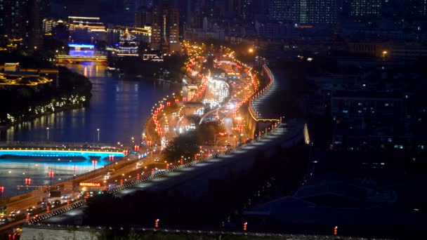 Обмін Трафіком Вночі Місті — стокове відео
