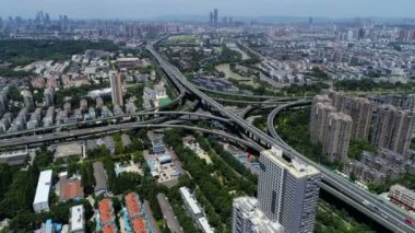 Yoğun trafik kesişme, üstten görünüm havadan görünümü
