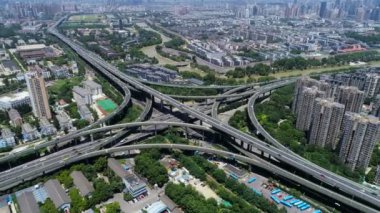 Yoğun trafik kesişme, üstten görünüm havadan görünümü