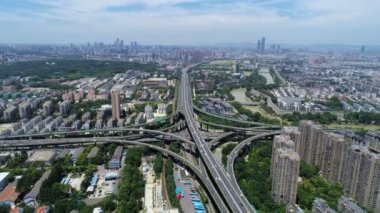 Yoğun trafik kesişme, üstten görünüm havadan görünümü