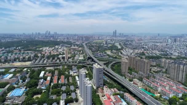 Bina Şehir Nanjing Çin Havadan Görünümü — Stok video