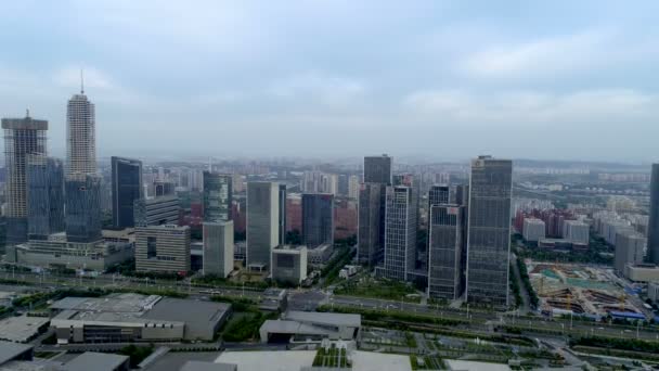 Εναέρια Άποψη Του Κτηρίου Και Πόλη Της Nanjing Κίνα — Αρχείο Βίντεο