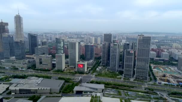 Flygfoto Över Byggnaden Och Staden Nanjing Kina — Stockvideo