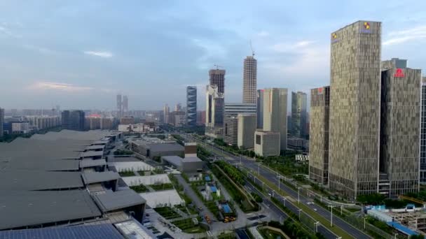 建物と南京 中国の街の空撮 — ストック動画
