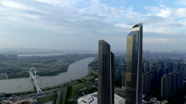 Вид Воздуха Здание Город Нанкин Китай — стоковое видео