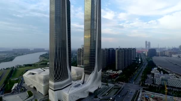 Luftaufnahme Des Gebäudes Und Der Stadt Nanjing China — Stockvideo