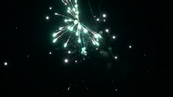 Bokeh Desenfoque Fuegos Artificiales Que Explotan Por Noche Cielo — Vídeos de Stock