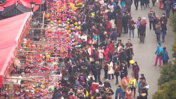 Feb 2018 Nanjing China Menschen Drängten Sich Konfuzius Tempel Laternen — Stockvideo