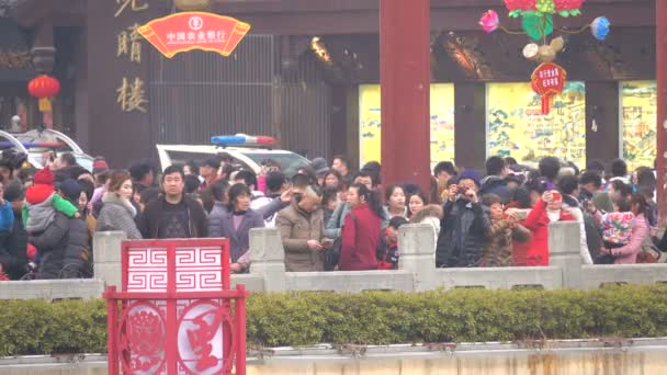 Feb 2018 Nanjing Kina Personer Trängdes Konfucius Tempel Att Titta — Stockvideo