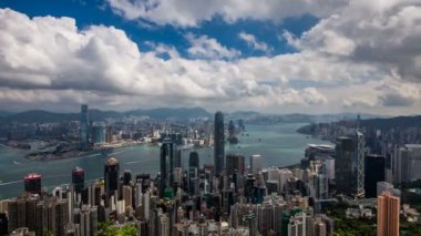 Timelapse Hong Kong dan dağ tepe, havadan görünümü, Landmark görünümü görünümü,