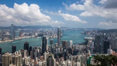 Timelapse Hong Kong dan dağ tepe, havadan görünümü, Landmark görünümü görünümü,