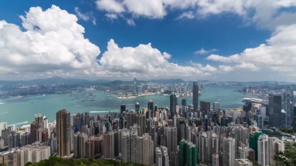 Timelapse Hong Kong Vista Dalla Cima Della Montagna Vista Aerea — Video Stock