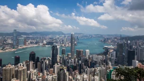 Timelapse Van Hong Kong Uitzicht Vanaf Berg Luchtfoto Landmark Weergave — Stockvideo