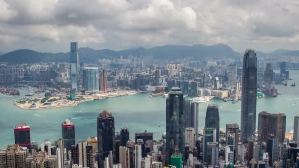 Timelapse Hong Kong Dan Dağ Tepe Havadan Görünümü Landmark Görünümü — Stok video