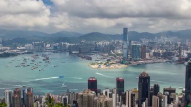 Timelapse Hong Kong dan dağ tepe, havadan görünümü, Landmark görünümü görünümü,