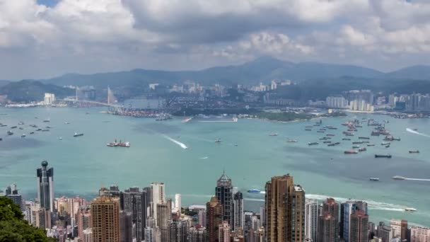 Timelapse Hong Kong Vista Dalla Cima Della Montagna Vista Aerea — Video Stock