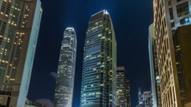  Zaman atlamalı gece, Uluslararası Finans Merkezi gece Hong Kong meşgul trafik,