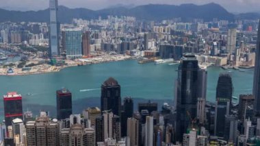 Timelapse Hong Kong dan dağ tepe, havadan görünümü, Landmark görünümü görünümü,