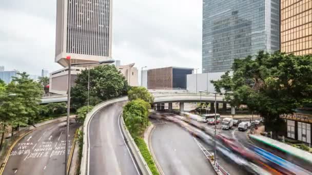 香港城市的时滞运动与街道交通 — 图库视频影像