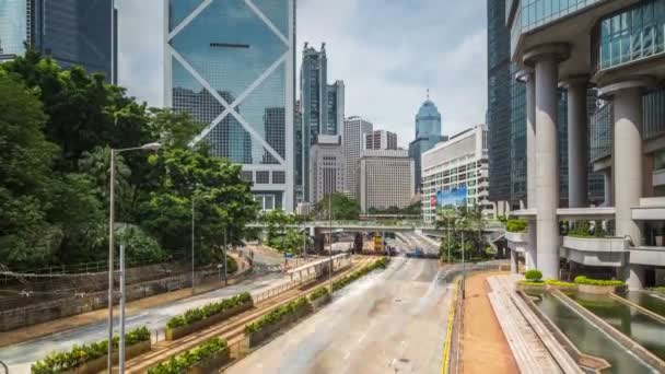 Tid Förflutit Motion Hong Kong City Och Trafik Gatan — Stockvideo